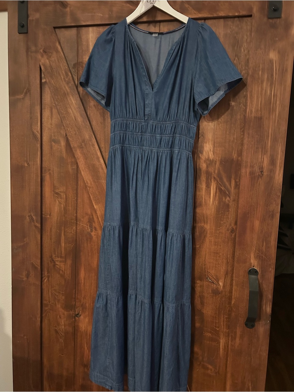 Tommy Hilfiger denim Blue V-Neck Tiered Maxi Dress